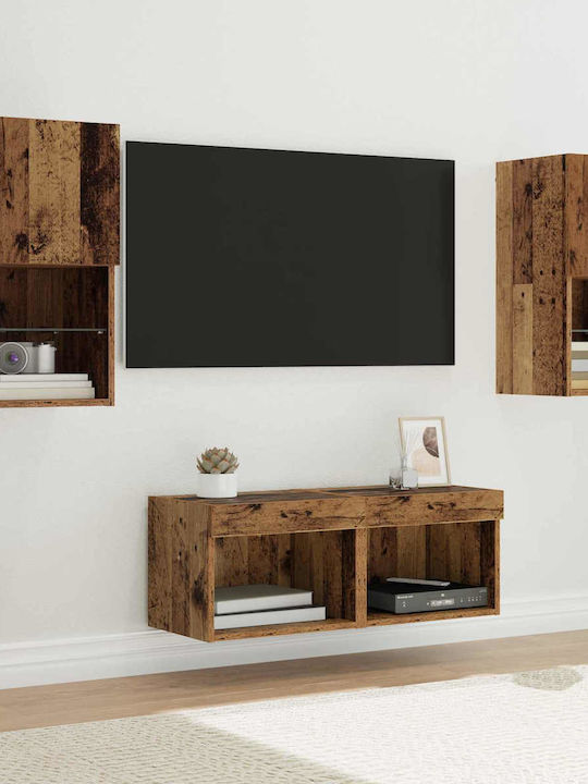 Wohnzimmer TV-Einheit Old Wood mit Beleuchtung ...