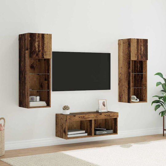 Σύνθετο Σαλονιού Artisan Oak με Φωτισμό Μ40xΒ30xΥ30εκ.
