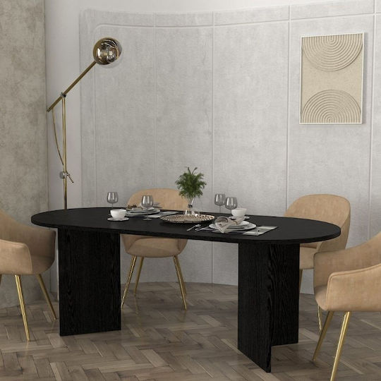 Cortado Oval Dining Room Wooden Table Sencron Black 200x90x74cm