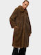 Women's Emperador Brown Coat with Fur Details