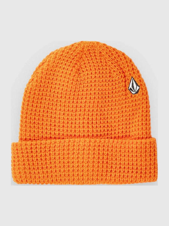 Beanie Unisex Σκούφος Πλεκτός σε Πορτοκαλί χρώμα