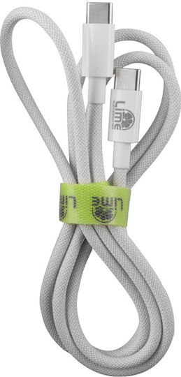 Lime Braided USB 2.0 Cable USB-C male - USB-C 68W PD Πράσινο 1m Bulk