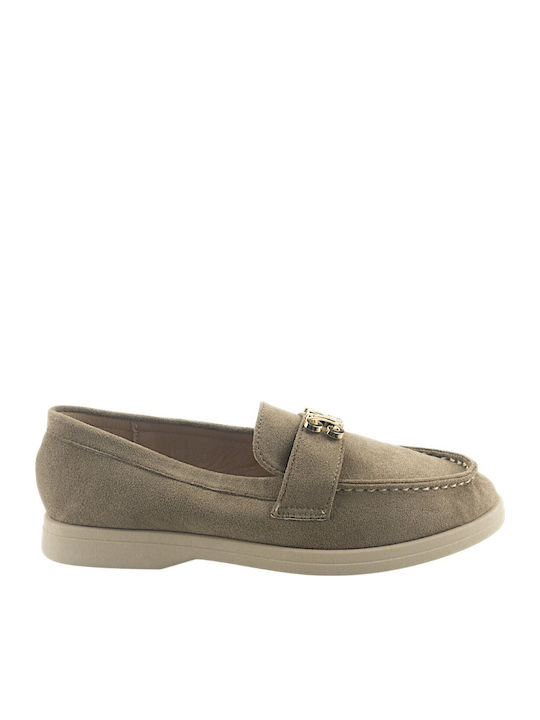 Super Mode Γυναικεία Loafers σε Χακί Χρώμα