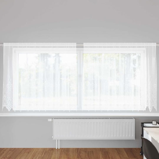 vidaXL Vorhang für Fenster mit oberen Registern Weiß 300x140cm