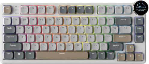 Royal Kludge RK N80 Ασύρματο Gaming Μηχανικό Πληκτρολόγιο 75% με Custom Red διακόπτες και RGB φωτισμό (Αγγλικό US) Γκρι