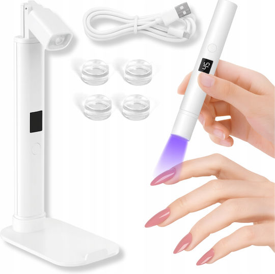 Мини UV Лампа Стойка Zola Маникюр Педикюр 3W LCD Дисплей Пластмасова Бяла