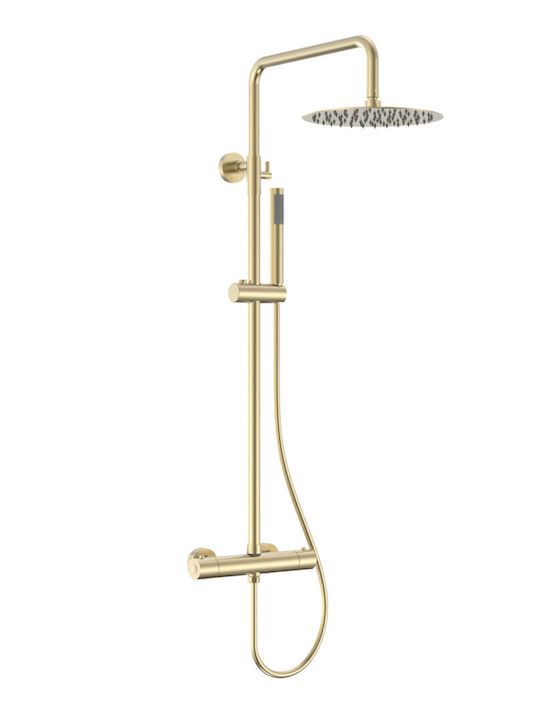 Karag Artemis Duschsäule mit Wannenbatterie Gold