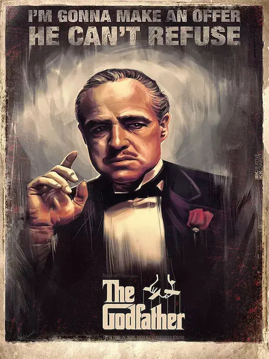 Poster Godfather Mv001 21cm X 30cm Frame Dark Natural Wood Brown