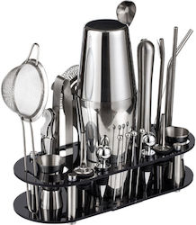 Arvada Shakerpro Mc-ykl23 Complete Bartender Kit Acrylic Stand 23 Pieces 700 Ml Dimensions 19x12x30.5 Cm Bartender Set Drink Preparation Stainless Steel