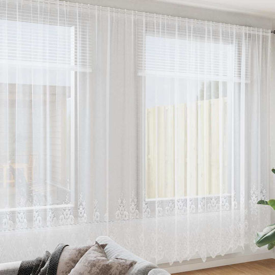 vidaXL Κουρτίνα Παραθύρου με Τιράντες Λευκή 1200x280εκ.