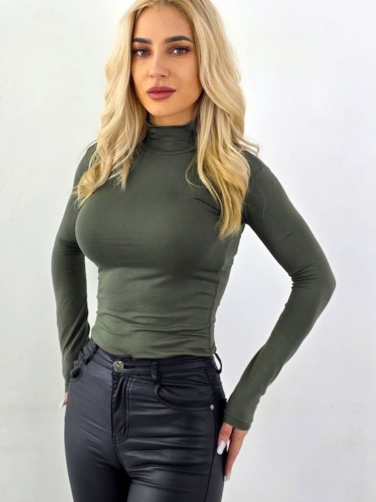 Γυναικείο Μακρυμάνικο Πουλόβερ Ζιβάγκο Khaki Green