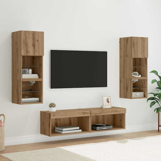 Έπιπλο TV Επιδαπέδιο με Φωτισμό Led Καφέ 30x28.5x30εκ.