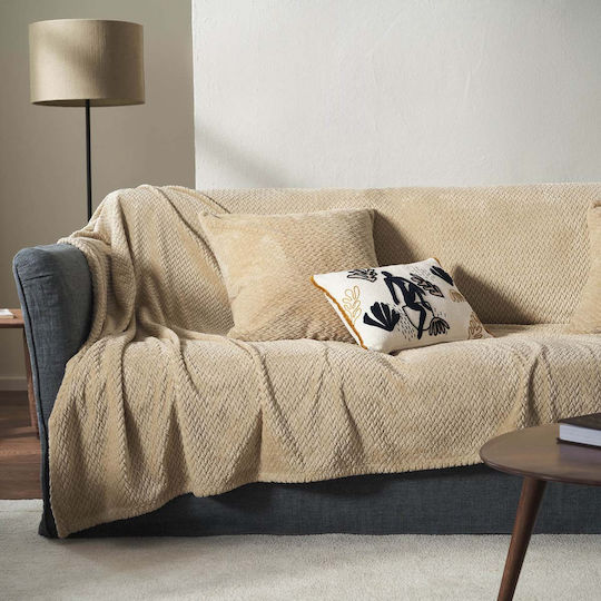Gofis Home Gofis Home Armchair Throw Fleece 180x180cm Cinnabar Sesame Beige 115/06
