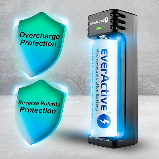 EverActive Batterieladegerät Mit Batteriegröße 18650/21700/16340/26650/14500 LC100C