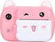 Instant Camera Kids Flippy Front Camera + Selfie Printing Function Usb-c Cable Bluetooth Ios Android Compatible App Printing Smiley Face Cat Model Pink