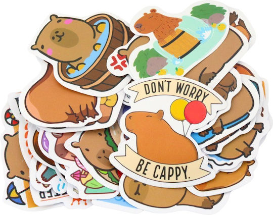 Capybara Stickers Set Various Matte Designs 50pcs