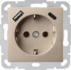 Liregus Einzeln Steckdose mit 2 USB-Anschlüssen Liregus Einzeln Steckdose mit 2 USB-Anschlüssen