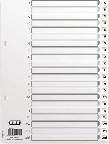 Elba Elba 400020999 Binder Alphabetic Tab Index Polypropylene PP White Portrait A