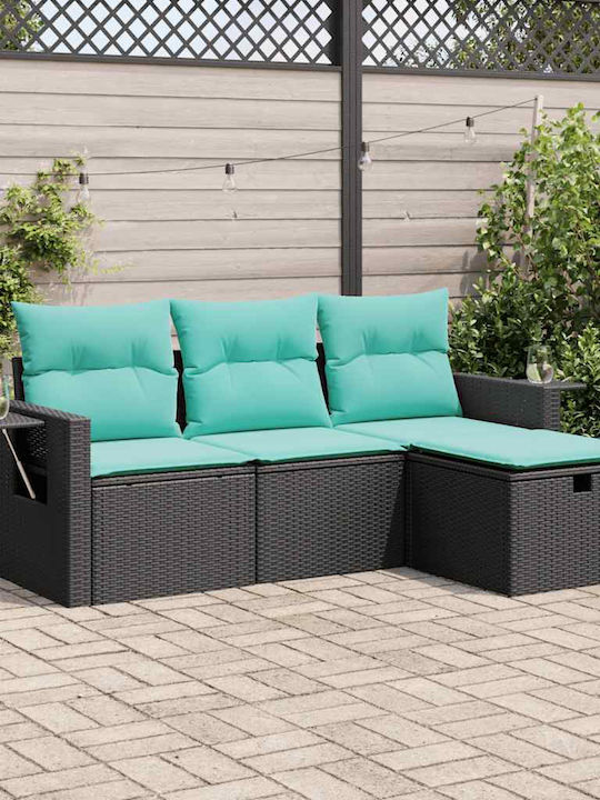 Ecksofa Outdoor Rattan mit Kissen 55x55cm