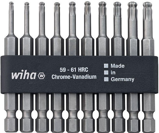 Wiha 32804 Bit Set 10 Pieces Torx Ball Head