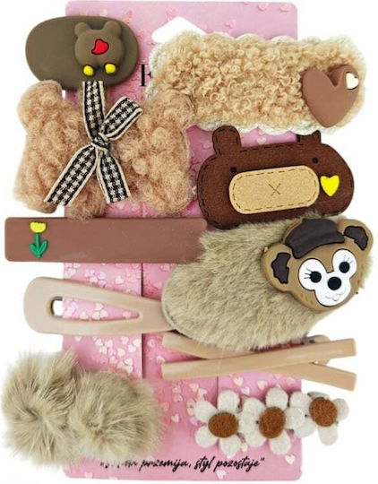 Set Package 10-in-1 Fluffy Brown Hairpins Hair Clips Sp408
