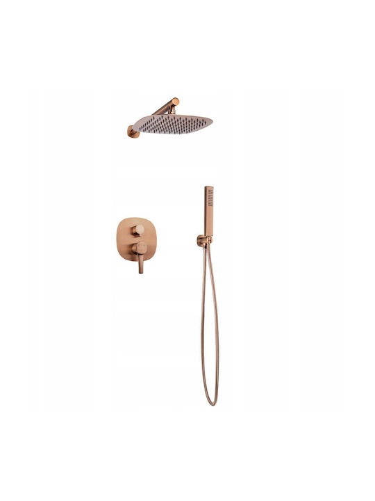 Invena Built-in Mixer & Shower Head Set for Shower Copper