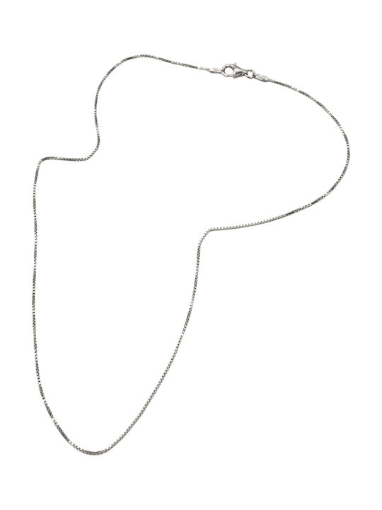 Tribute 925 Ασημένια Καδένα Unisex 40cm Διαμανταρισμένη Veneziana 0,9mm Άσπρο Επιπλατίνωμα Χωρίς Νικέλιο
