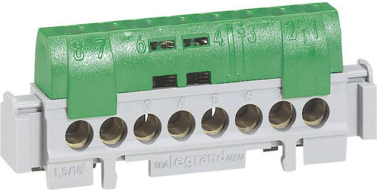 Legrand Λωρίδα Σύνδεσης Ip2x Z8 8-οπή Πράσινη