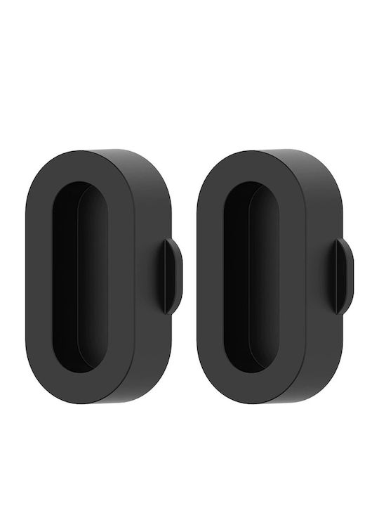 2x Καπάκι Θύρα Φόρτισης Ρολογιών Garmin Μαύρο