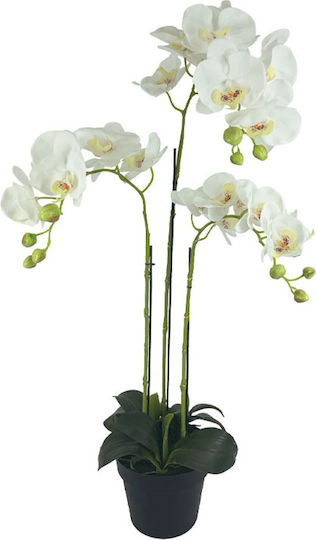Topfpflanze Orchidee Weiße Blüten Real Touch Kastanie Höhe 82cm 2/8 Stück