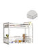Playkid Детско Легло Двуетажно Единично с Матрак Бял 90x190см