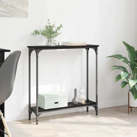 Console Table Wood & Metal Black Beech L75xW22.5xH75cm