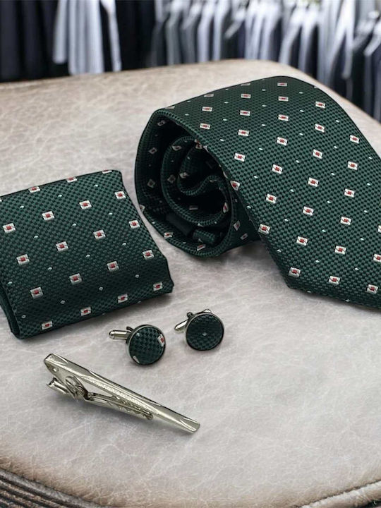 Life Style Butiken Men's Tie Set in Green Color
