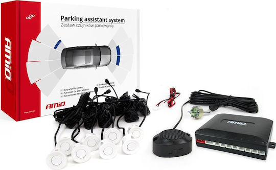 AMiO Auto-Parksystem mit Buzzer und 4 Sensoren 22mm in Weiß Farbe