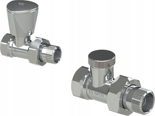 Teide Plus Set of Straight Radiator Supply and Return Valves 1/2gz X 1/2gw Polished Chrome 503565 + 507565