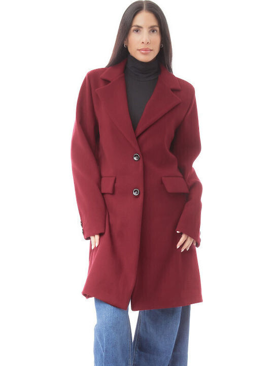 Γυναικείο Μπορντό Παλτό