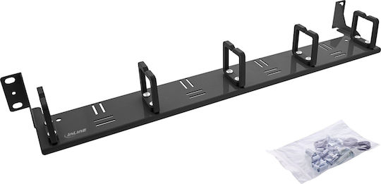 Inline 19" Cable Management Panel 5 Plastic Hooks Horizontal Ral 9005 Black