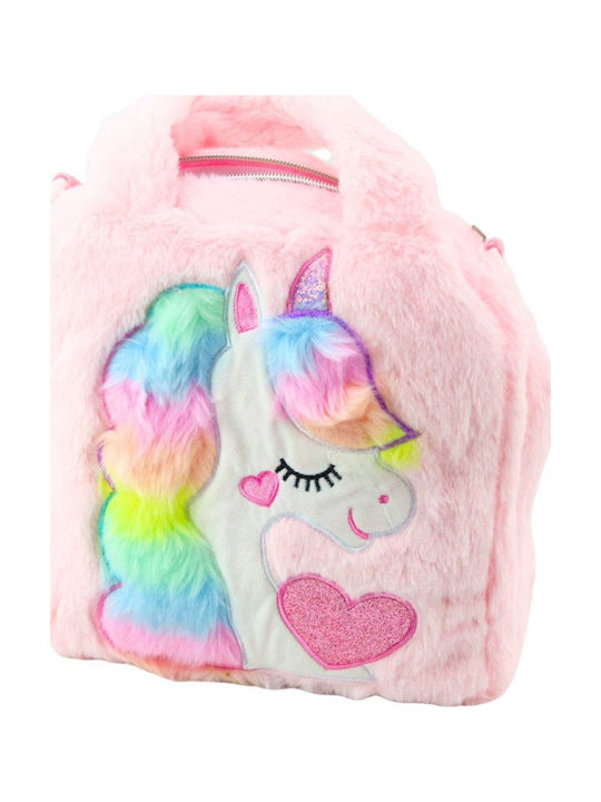 Plush Kids Bag Unicorn Adjustable Strap Pink 24x9cm