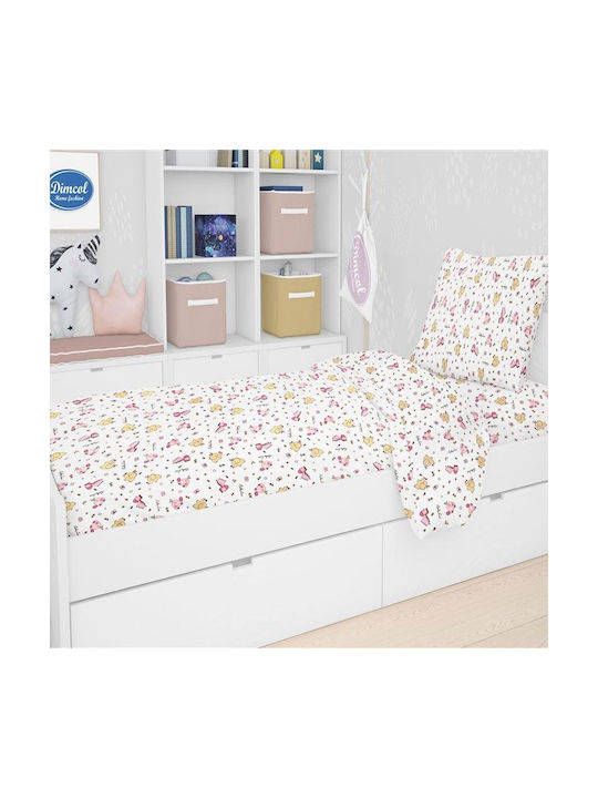 Dimcol Kids Duvet Cover Single Cotton White-pin...