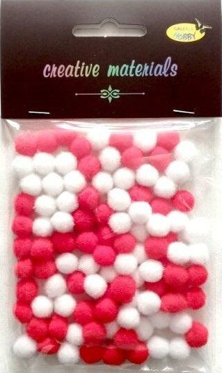 Titanum Akrylische Pom Pom Weiß-Rote 10mm 100Stücke