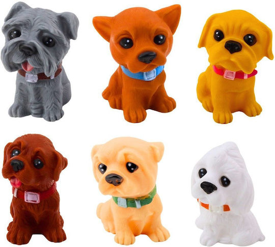 Set Figurine Cățeluș Drăguț Cauciuc 8cm 6 Bucăți Lean Toys