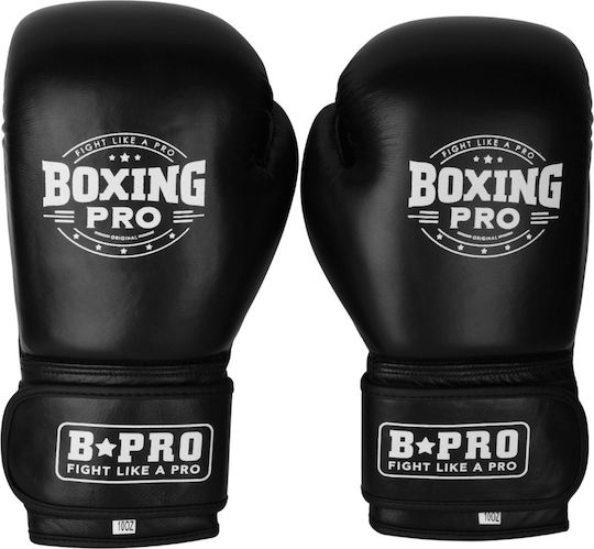 Boxing Pro Боксови Ръкавици Кожени за Състезание Черен
