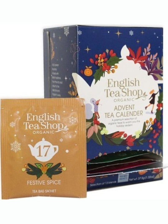 Advent Calendar English Tea Shop Organic Teas 13 Flavors 25 X 1.5 G Blue 11756228 680275058380