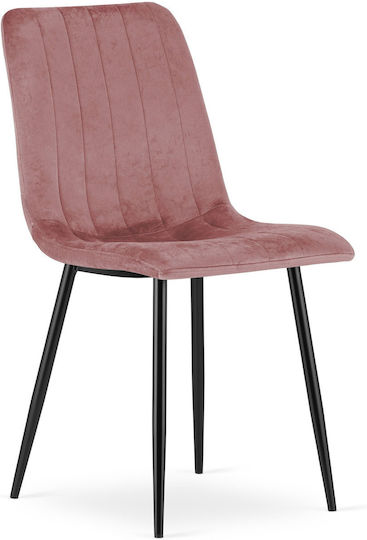 Lava Scaune Sala de mese Catifelate Pink Velvet / Black Legs 1buc