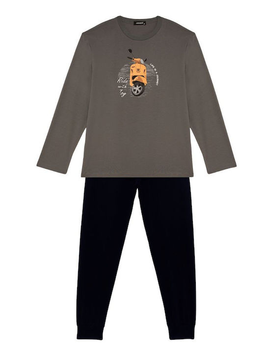 Minerva Men's Winter Pajamas Set Dark grey