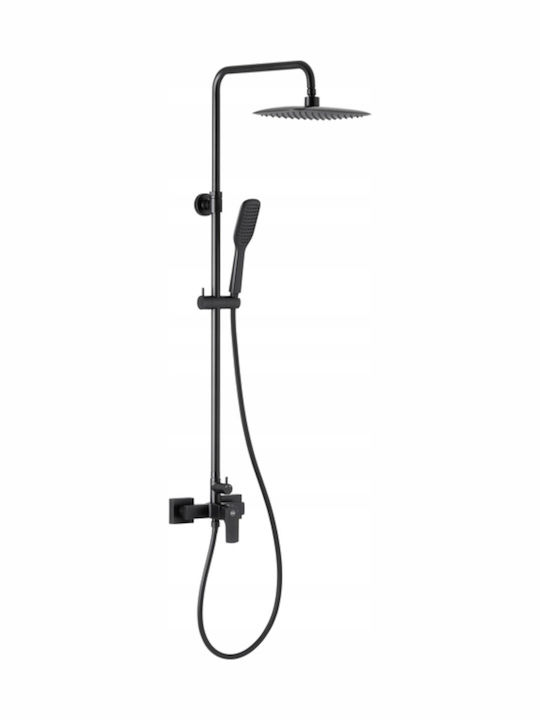 Shower Column with Mixer Black