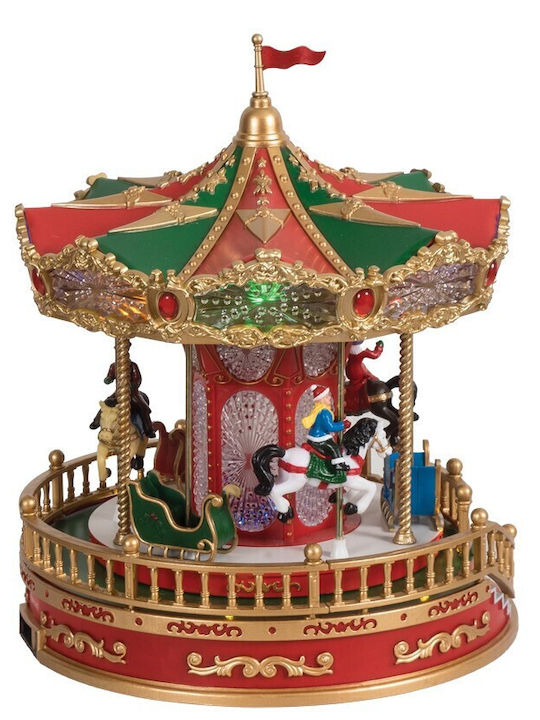 Lianos Christmas Decorative Carousel with Music and Movement 28.2x23.2x23.2cm.