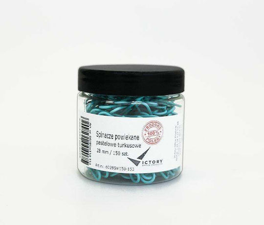 Victory Office Product Victory Office Clips 28mm 150 Pieces Round Pastel Turquoise Small Jar