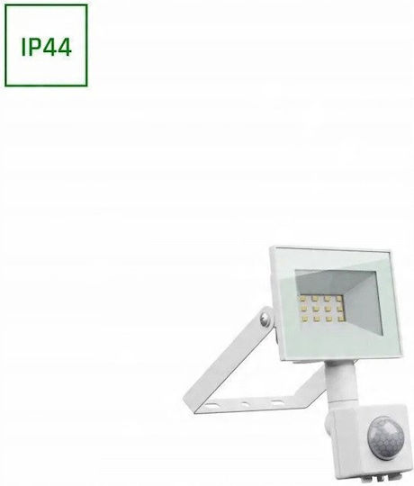 Spectrum Στεγανός Προβολέας LED 10W με Αισθητήρα Κίνησης IP44