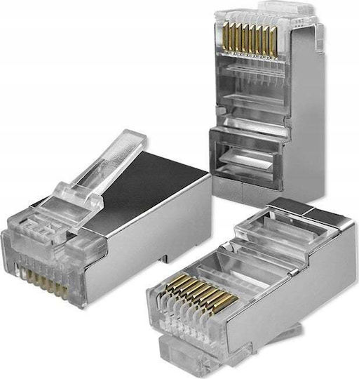 Qoltec Plug Passthrough Socket RJ-45 Cat6 FTP Gold-Plated Contacts 10 Pieces 13940897 5901878545493